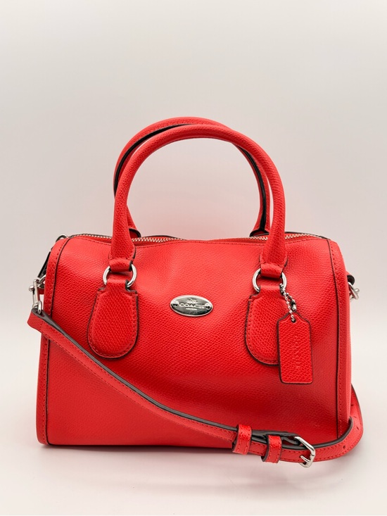 Coach Handbags - COACH Mini Bennett Satchel Coral Crossgrain Leather Bag Crossbody Purse